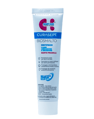 Curasept Biosmalto Dentifricio Baby - Kids Carie, Abrasione, Erosione (6 mesi – 6 anni) Gusto Fragola – 50 ml