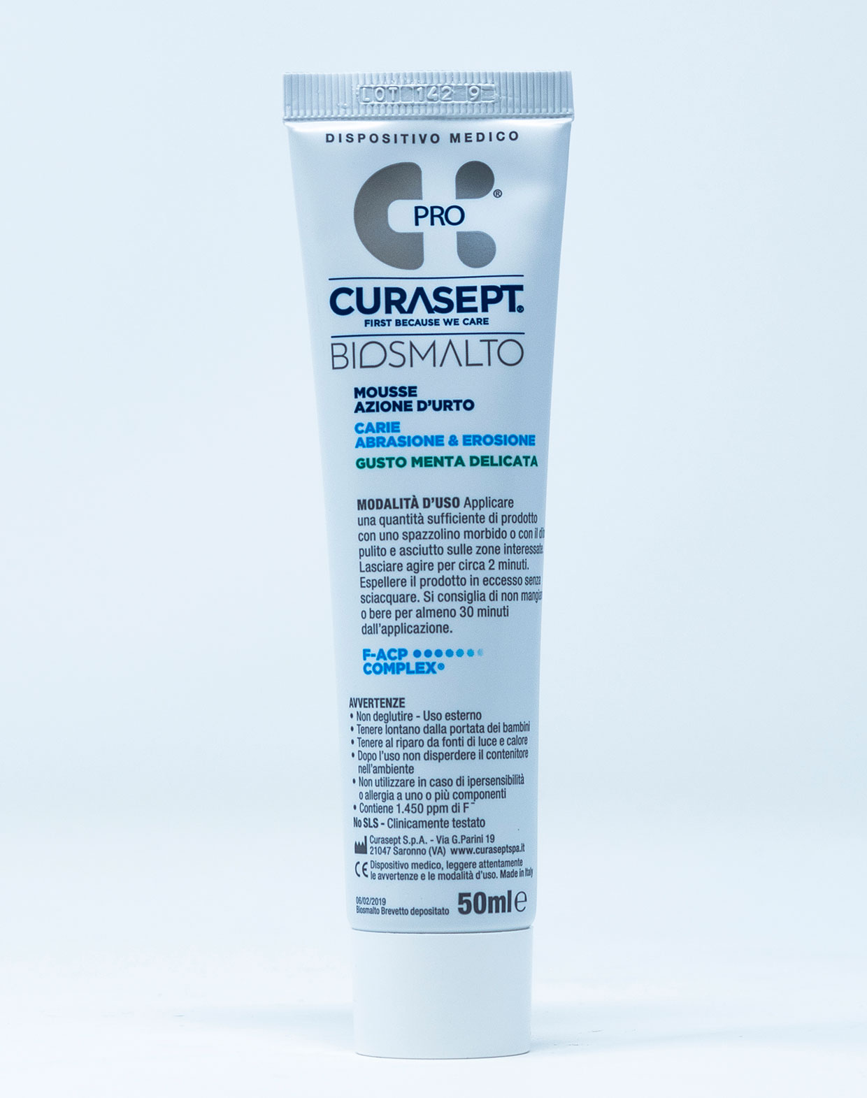 Curasept Biosmalto Mousse Azione d’Urto Carie, Abrasione, Erosione Menta – 50 ml