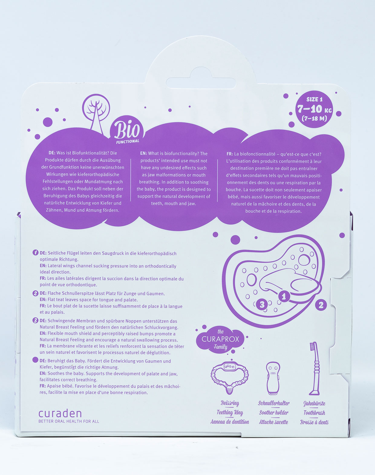 [BD] Curaprox Succhietto Taglia 1 [7- 18 mesi] 2 pz  + Scatola per Igienizzazione -  Vari Colori