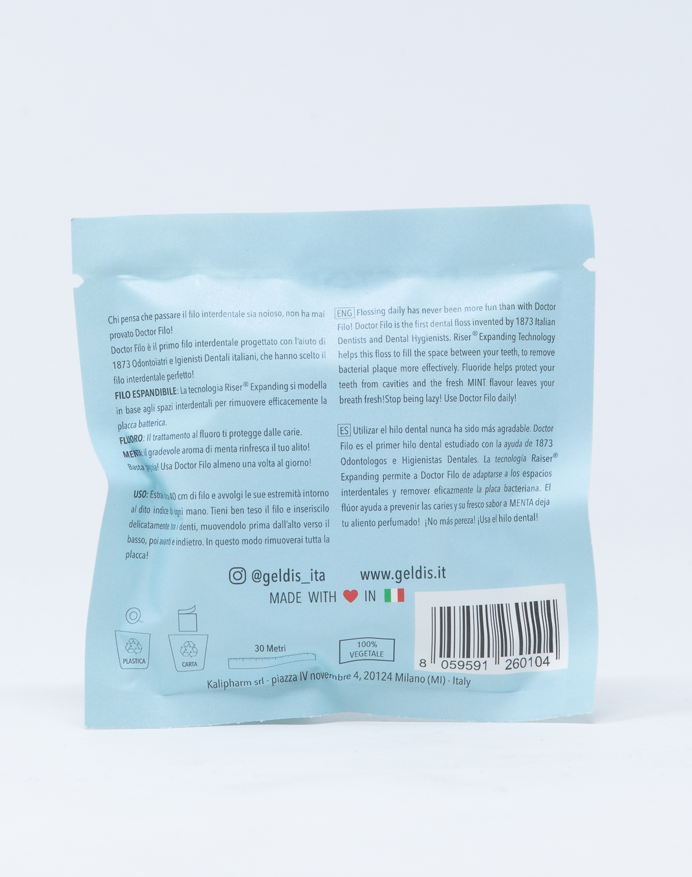 Geldis Doctor Filo Filo Interdentale Espandibile con Menta e Fluoro - 30 mt