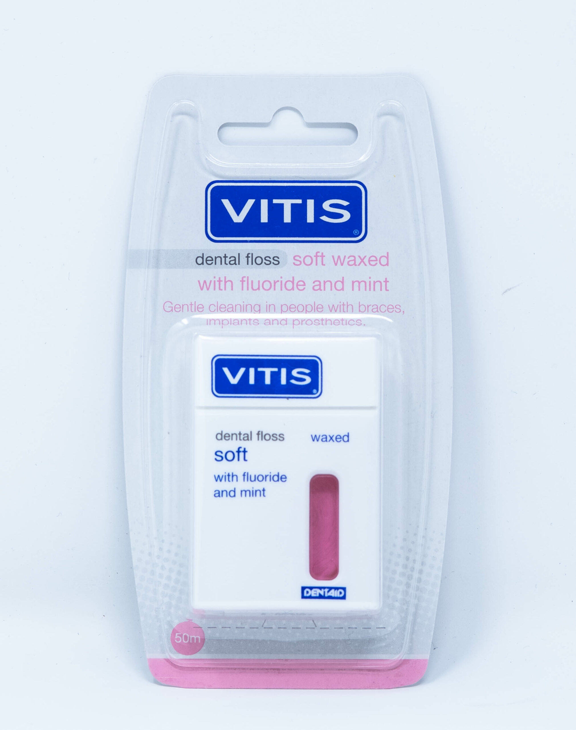 Dentaid Filo Interdentale Vitis Dental Floss Soft Con Cera Fluoro e Menta - 50 m