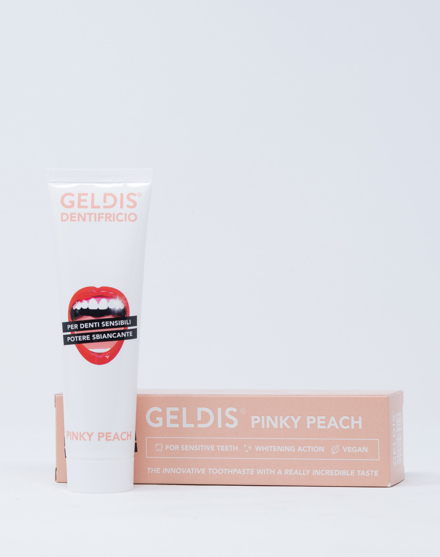 Geldis Dentifricio Sbiancante per Denti Sensibili alla Pesca - 100 ml