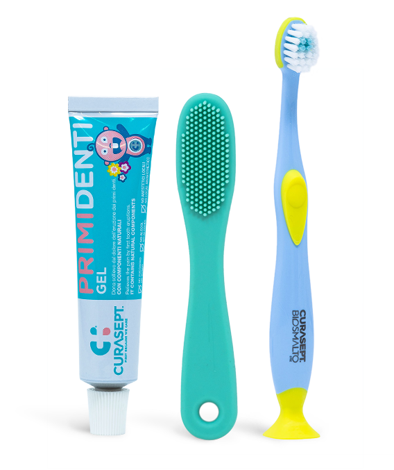 Curasept Kit Primi Denti + Spazzolino Baby IN OMAGGIO - Azzurro