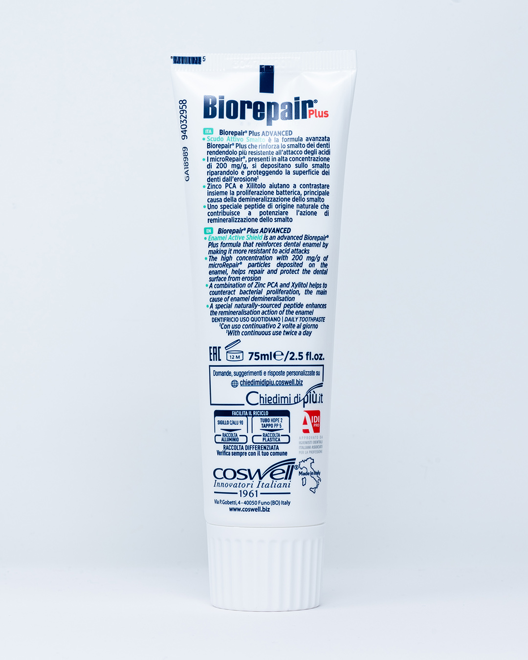 Biorepair Dentifricio Plus Advanced Scudo Attivo Smalto – 75 ml