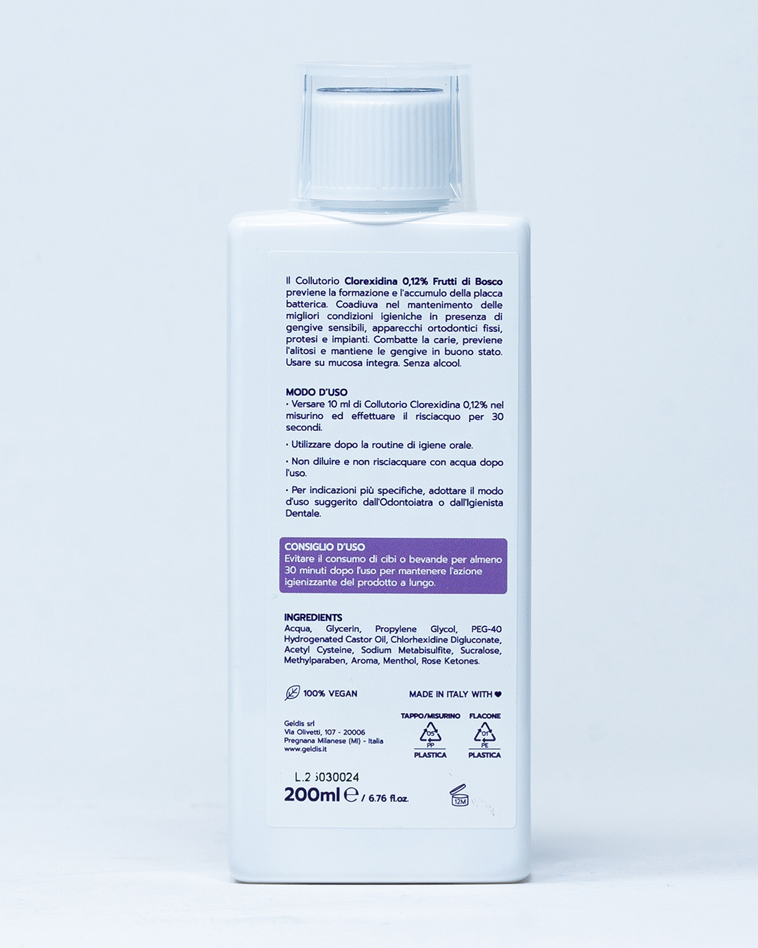 Geldis Collutorio Clorexidina 0,12% - Frutti di bosco