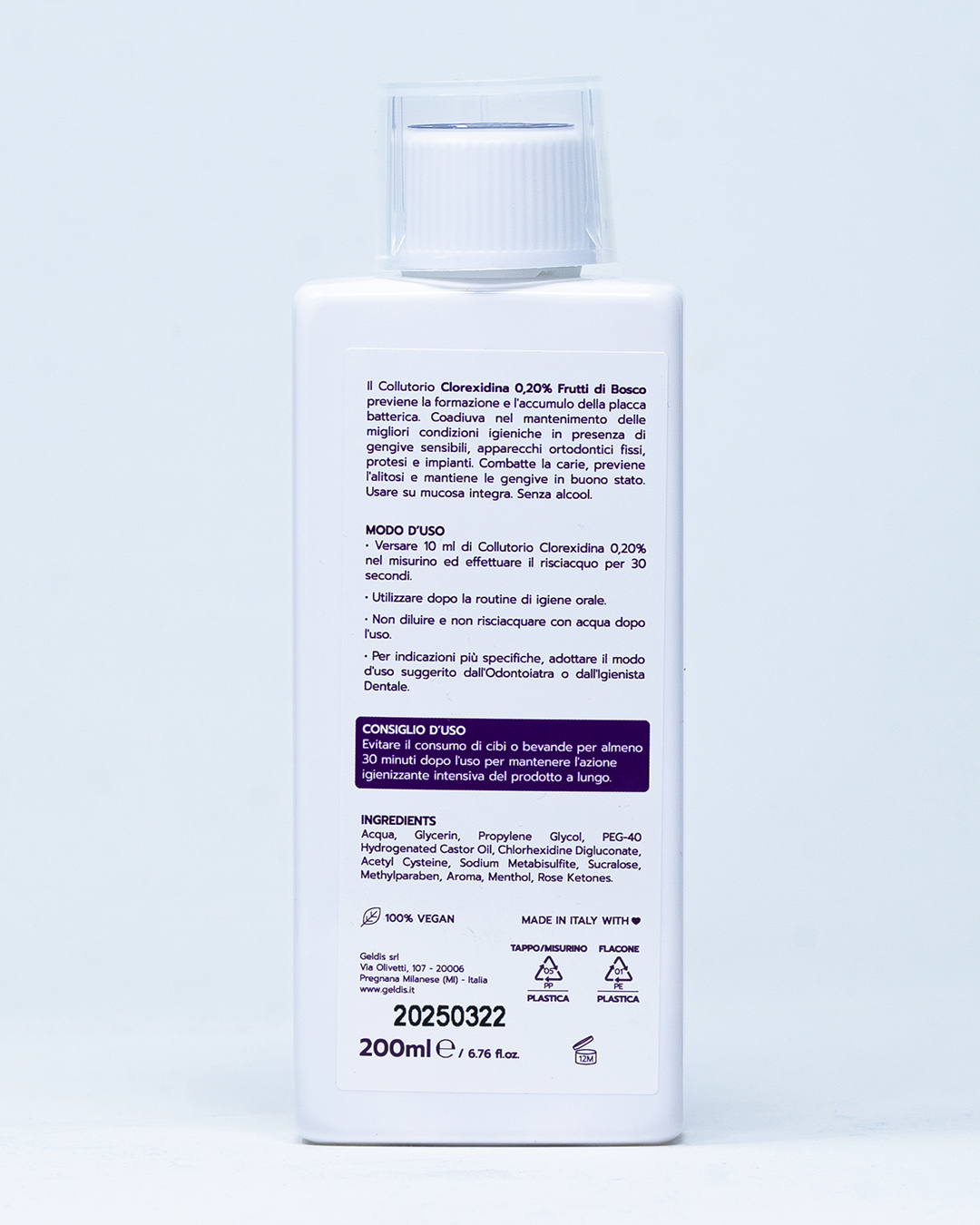 Geldis Collutorio Clorexidina 0,20% - Frutti di bosco